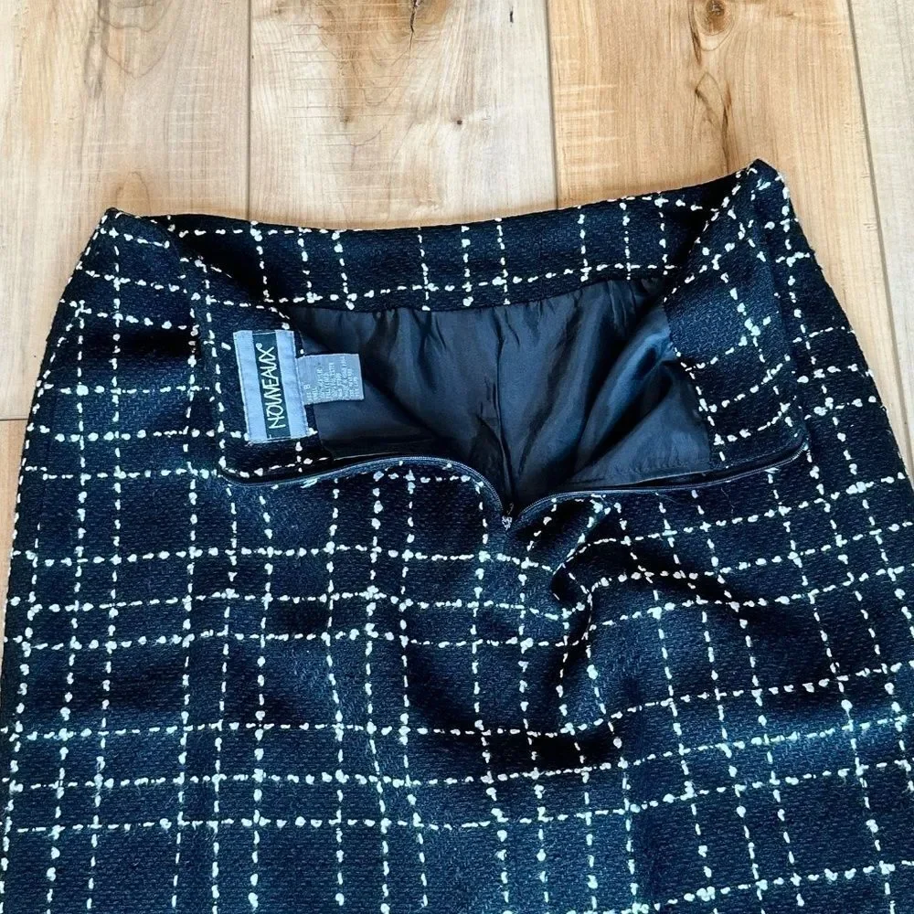 Nouveaux Pencil Lined Skirt Black & White Pattern Size 8